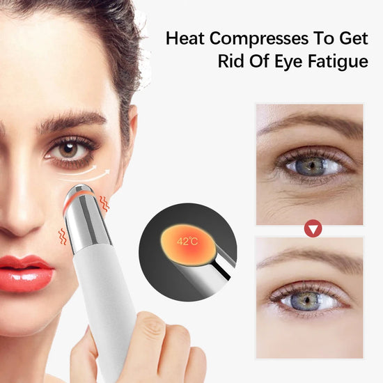 3 Color Eye Wand Eye Beauty Device Hot Compress LED Face Massager Tool USB Rechargeable Skin Care Instrument with Storage Base