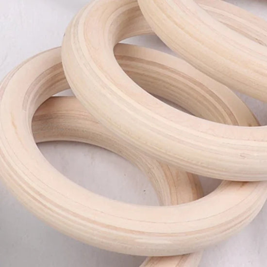 2Pcs/Pairs Wooden Ring Portable Crossfit Gymnastics Rings Gym Shoulder Strength Home Fitness Training Physical Exercise Ring