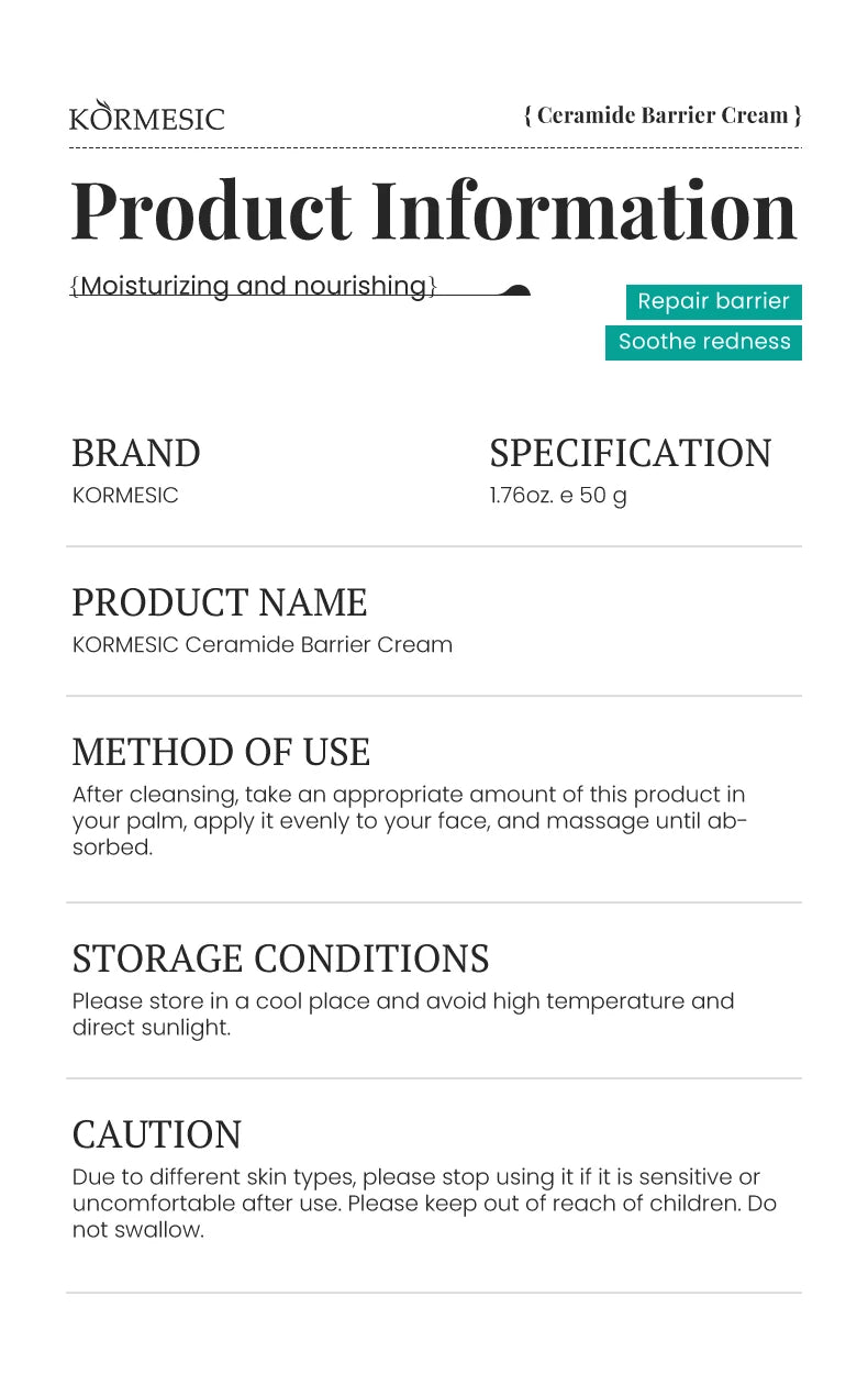 Ceramide Moisturizing Face Cream Skin Barrier Smoothing Firming Deep Nourishing Face Body  Beauty Skin Care Korean Cosmetics