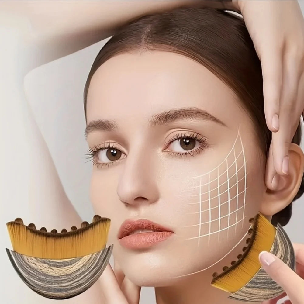 1 Portable Facial Contouring Care Brush, Facial Brush, Gua Sha Eye and Neck Care Brush, Makeup Brush