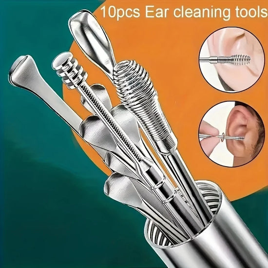 Ear Cleaner 10Pcs/Set Earpick Ear Wax Remover Ear Spoon Curette Ear Cleaning Spiral Earpick Easy Earwax Removal Ear Care Gadget