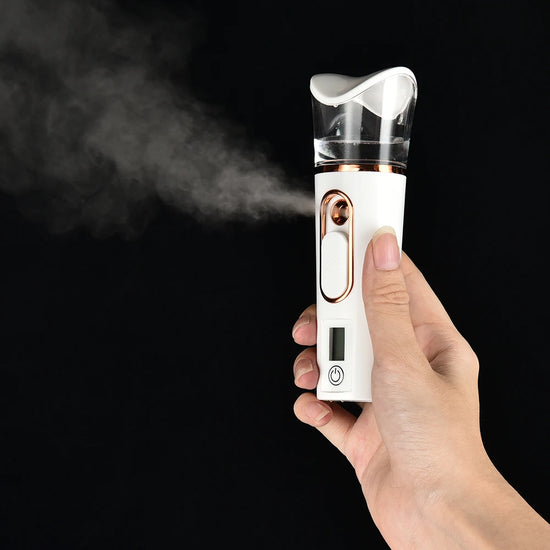 Handheld Mini Facial Steamer Mist Sprayer - Nano Beauty Instrument with LED Display Hydrating Skin Care Nebulizer