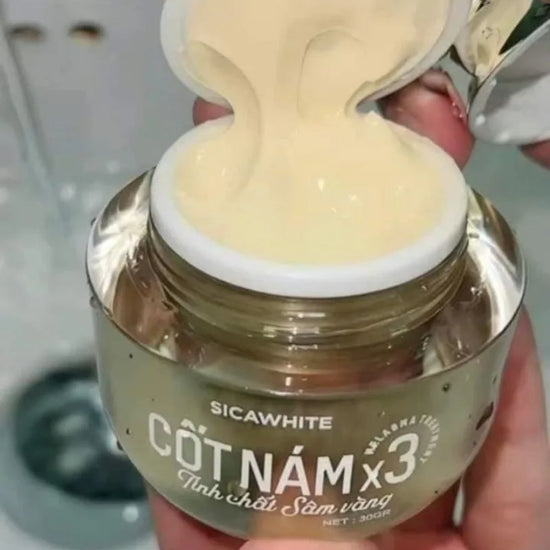 Kem Face Cốt Nám x3 Sica White Tinh Chất Sâm Vàng 30g, Moisturize Brightening Lightening, Tighten Pores, Smooth, Bright Skin