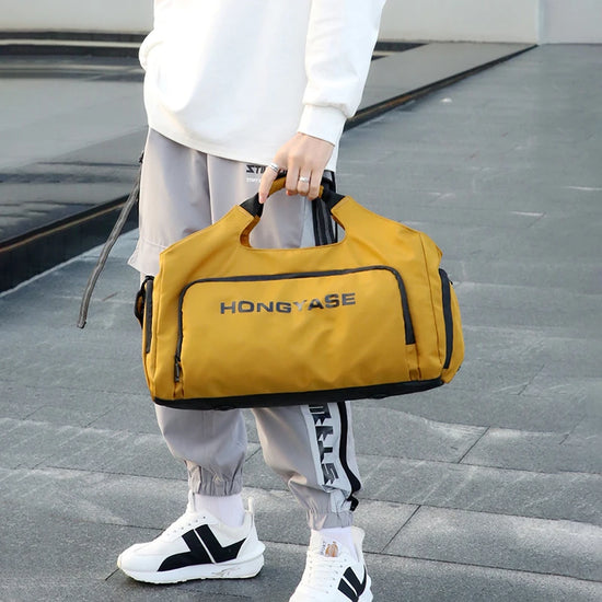 Gym Sports Bag for Men Travel Fitness Duffle Shoe Pocket Luggage Duffel Waterproof Tote Handbags Weekend Shoulder Outdoors Bag