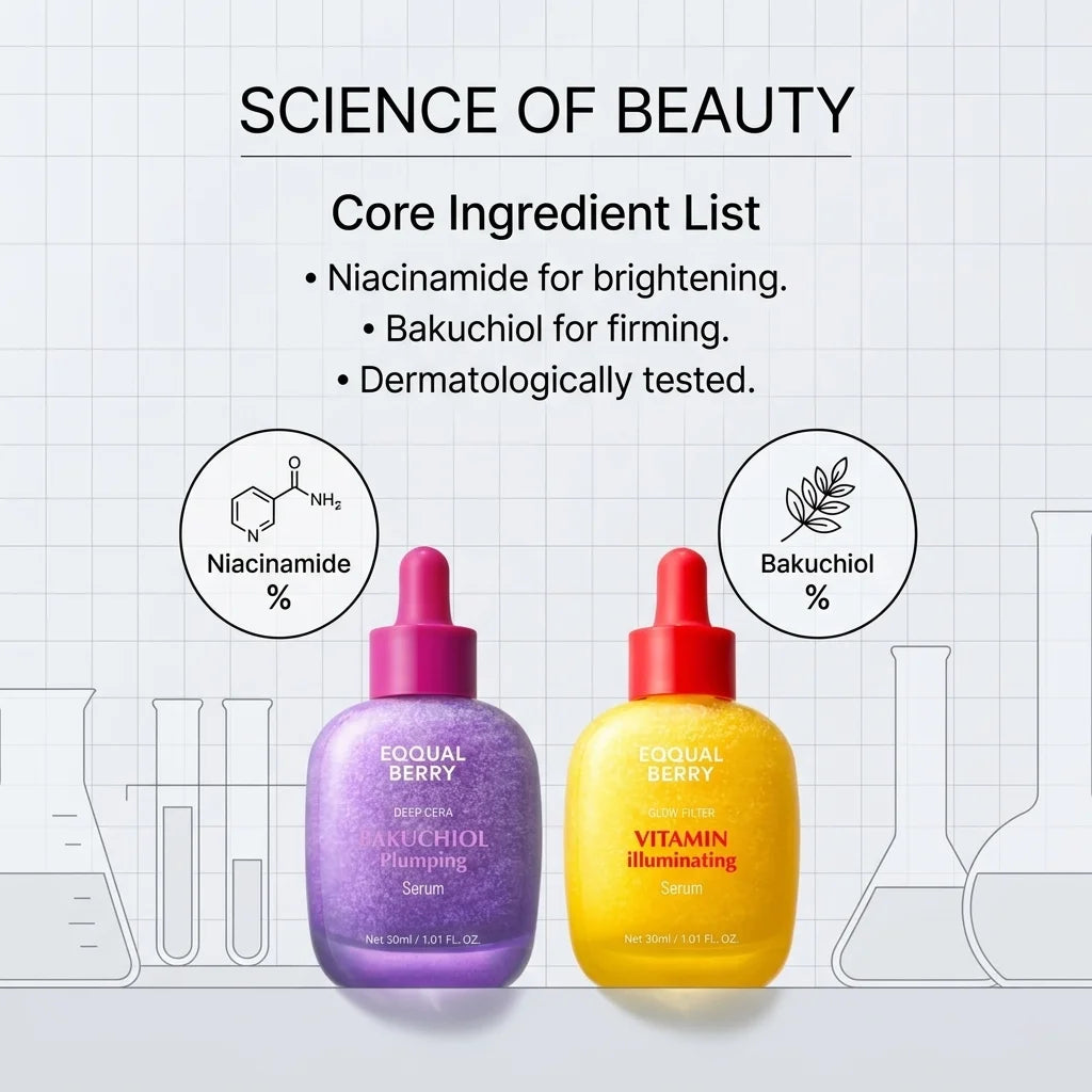 EQQUALBERRY Vitamin Skin Brightening essence, 4% Niacinamide +Vitamin E Skin Brightening Vitamin C, Korean skin care products