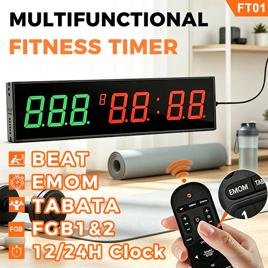 Digital Gym Timer Interval Time Timers Count Down/Up Stopwatch LED Wall Clock Sports Fitness Training Clock with Remote Control